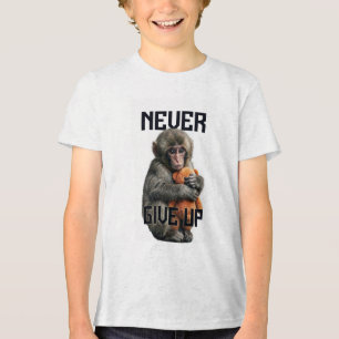 Never Give Up - Resilient Baby Monkey with Teddy B Tri-Blend Shirt