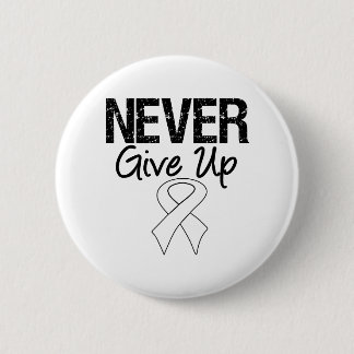 Never Give Up Ribbon (Lung Cancer) 6 Cm Round Badge