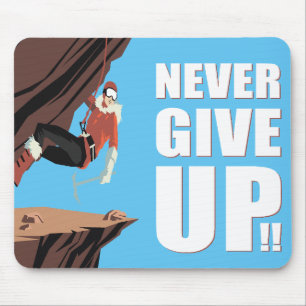 Never Give Up! Rock Climbing Mouse Mat
