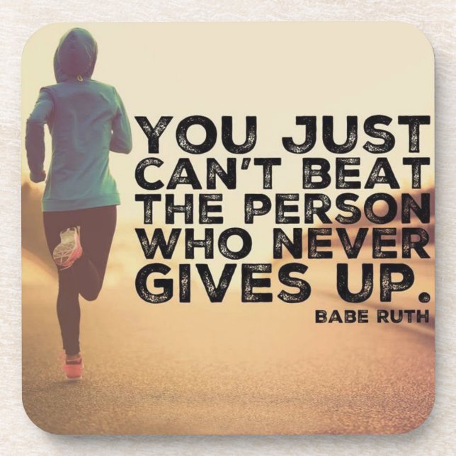 Never Give Up - Running Workout Inspirational Coaster (Front)