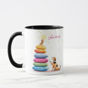 Never Give Up Stacked Pillows Mug - Motivational 