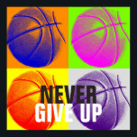 Never Give Up Success Basketball Pop Art Print<br><div class="desc">Popular American and International Game Artworks - I Love This Game. Popular Sports - Basketball Game Ball Image.</div>