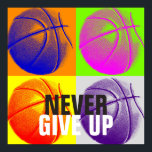 Never Give Up Success Basketball Pop Art Print<br><div class="desc">Popular American and International Game Artworks - I Love This Game. Popular Sports - Basketball Game Ball Image.</div>
