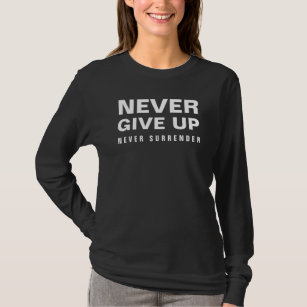 Never Give Up Surrender Womens V-Neck Deep Red T-Shirt