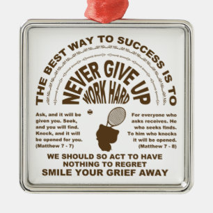 Never Give up (tennis) Metal Tree Decoration