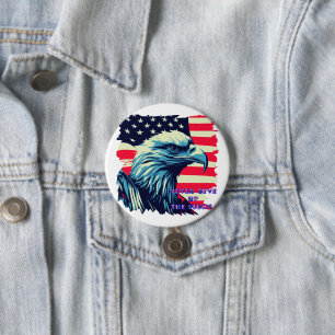Never Give Up The Fight America Eagle USA Art 7.5 Cm Round Badge