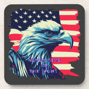 Never Give Up The Fight America Eagle USA Art Coaster