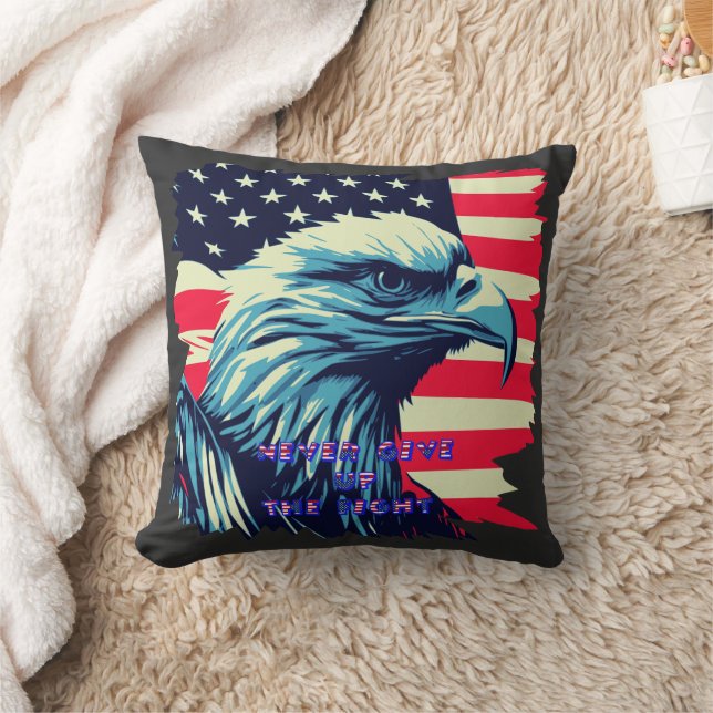 Never Give Up The Fight America Eagle USA Art Cushion (Blanket)