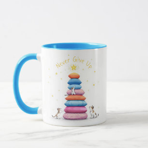 Never Give Up Tower Mug - Inspiring and Playful