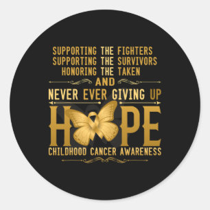 Never Giving Up Hope Childhood Cancer Awareness Classic Round Sticker
