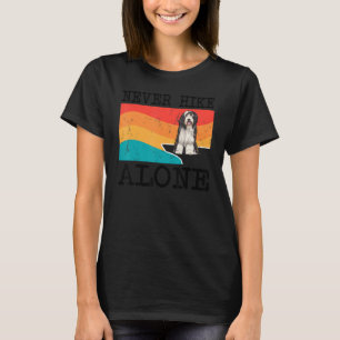 Never Hike Alone Bearded Collie Graphic Hiking T-Shirt