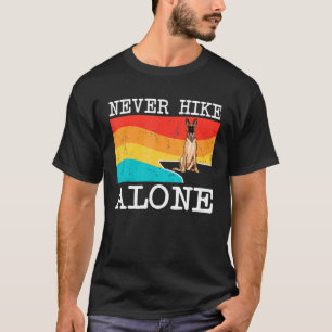 Never Hike Alone Belgian Malinoi Graphic Hiking T-Shirt
