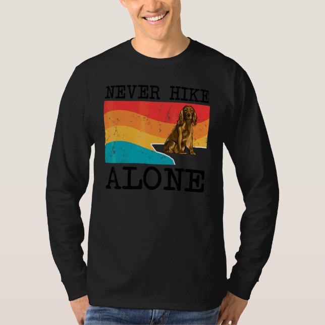 Never Hike Alone Cocker Spaniel Graphic Hiking T-Shirt (Front)