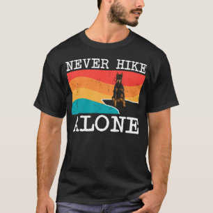 Never Hike Alone Doberman Pinscher Graphic Hiking T-Shirt