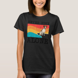 Never Hike Alone Russell Terrier Graphic Hiking T-Shirt