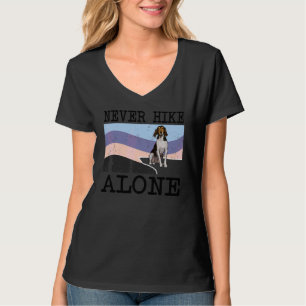 Never Hike Alone Treeing Walker Coonhound Dog Hiki T-Shirt