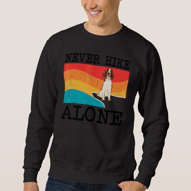 Never Hike Alone Welsh Springer Spaniel Graphic Hi Sweatshirt (Front)