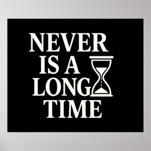 Never Is a Long Time – Minimalist Hourglass Poster
