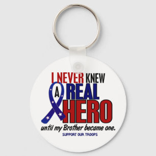 Never Knew A Hero 2 Brother (Support Our Troops) Key Ring