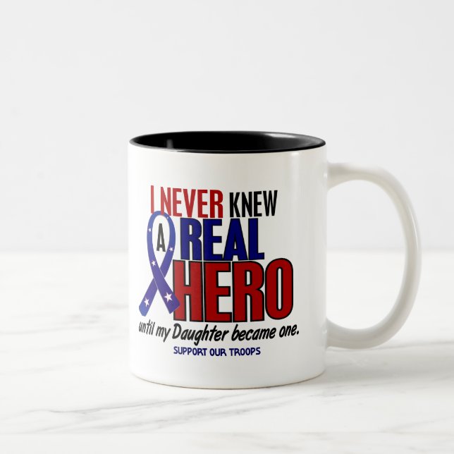 Never Knew A Hero 2 Daughter (Support Our Troops) Two-Tone Coffee Mug (Right)