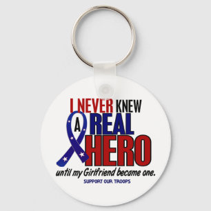 Never Knew A Hero 2 Girlfriend Support Our Troops Key Ring