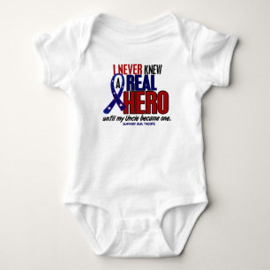 Never Knew A Hero 2 Uncle (Support Our Troops) Baby Bodysuit