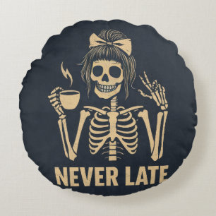 Never late  skeleton cushion