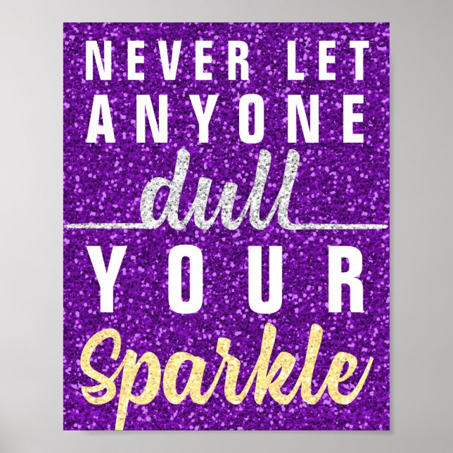 Never Let Anyone Dull Your Sparkle Quote Glitter Poster (Front)