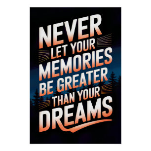 Never let your memories be greater than your dream poster