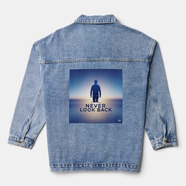 Never Look Back Logo: Embracing the Future Denim Jacket (Back)