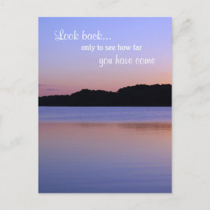Never Look Back No Regret Sunset Inspiration Quote Postcard