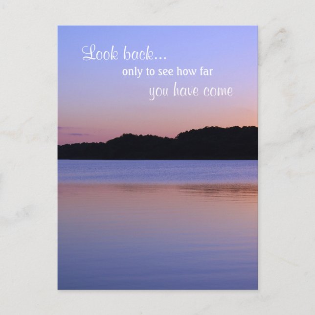 Never Look Back No Regret Sunset Inspiration Quote Postcard (Front)