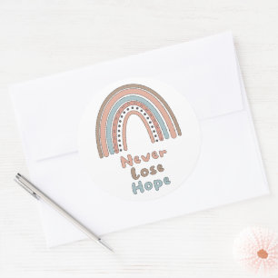 Never lose hope motivational colourful boho rainbo classic round sticker