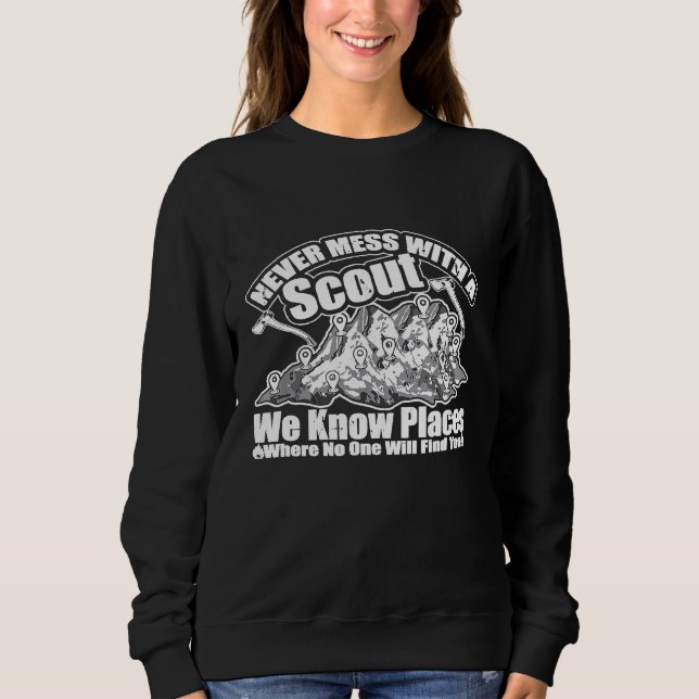 Never Mess With A Scout Cub Scouting Boy Camping T Sweatshirt (Front)