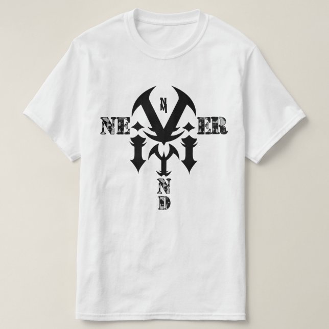 Never Mind Military Action Camouflage B/W Rocker T-Shirt (Design Front)