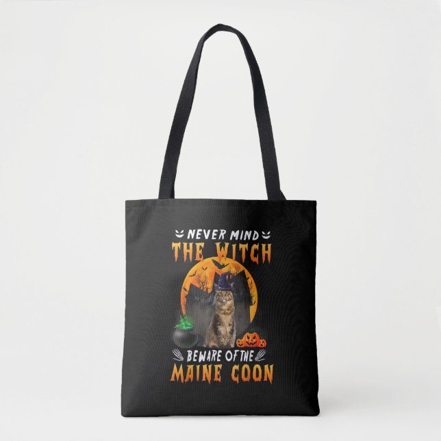Never Mind The Witch Beware Of Maine Coon Cat Hall Tote Bag (Front)