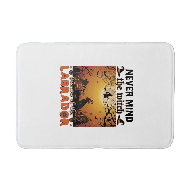Never Mind Witch Beware Labrador Halloween Dog Pum Bath Mat (Front)