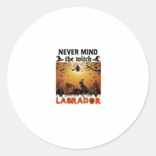 Never Mind Witch Beware Labrador Halloween Dog Pum Classic Round Sticker