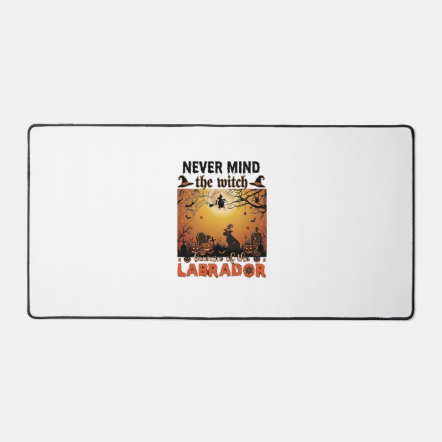 Never Mind Witch Beware Labrador Halloween Dog Pum Desk Mat (Front)
