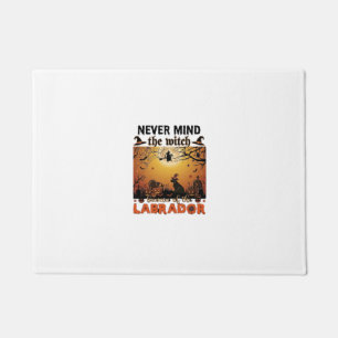 Never Mind Witch Beware Labrador Halloween Dog Pum Doormat