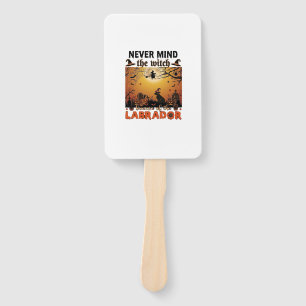 Never Mind Witch Beware Labrador Halloween Dog Pum Hand Fan