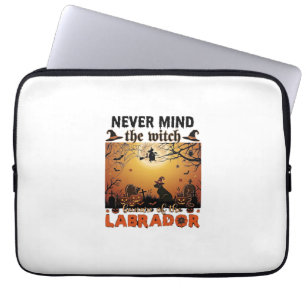 Never Mind Witch Beware Labrador Halloween Dog Pum Laptop Sleeve