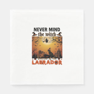 Never Mind Witch Beware Labrador Halloween Dog Pum Napkin