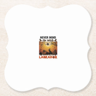 Never Mind Witch Beware Labrador Halloween Dog Pum Paper Coaster