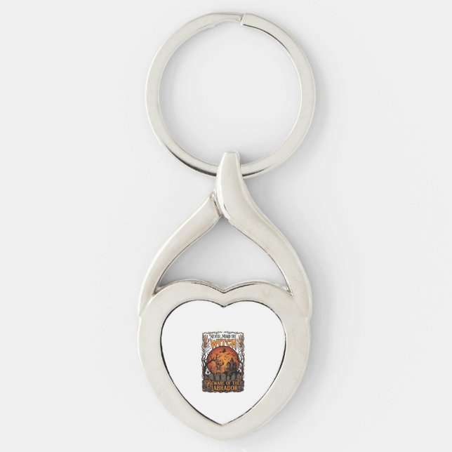 Never Mind Witch Beware Labrador Halloween Haunted Key Ring (Front)