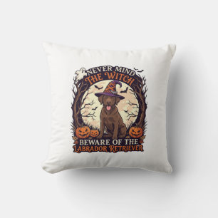 Never Mind Witch Beware Labrador Retriever Hallowe Cushion