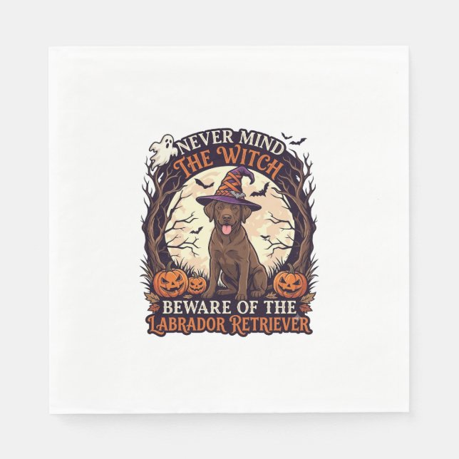 Never Mind Witch Beware Labrador Retriever Hallowe Napkin (Front)