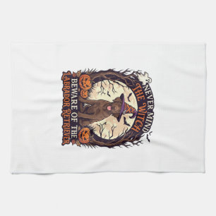 Never Mind Witch Beware Labrador Retriever Hallowe Tea Towel