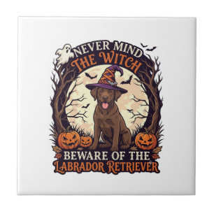 Never Mind Witch Beware Labrador Retriever Hallowe Tile