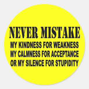 NEVER MISTAKE CLASSIC ROUND STICKER